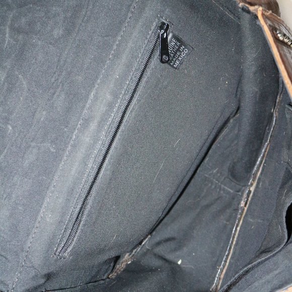 Genuine Leather Cow Hair Cross Studded Accent Shoulder Purse - Picture 11 of 12